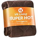 VK Living 敷きパッド シングル リバーシブル 冬 【SUPER HOT】 シーツ 帝人TEIJIN中綿使用 あったか しきぱっと フランネル 24時間持続制菌消臭 オールシーズンで使える 静電気防止 速暖 洗える 防ダニ 100×200cm ブラウン