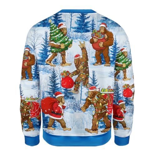 All Over Print Christmas Cowboy Sweatshirt - Fake Ugly Christmas Sweater - Image 3