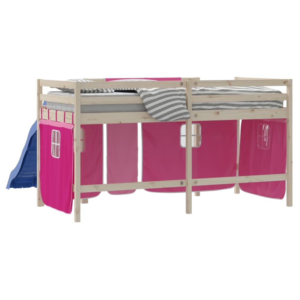 vidaXL Cortinas para Cama Alta, Cortinas para Litera con Bolsillos, Cortinas para Niños, Decoraciones para Dormitorio, Poliéster Rosa