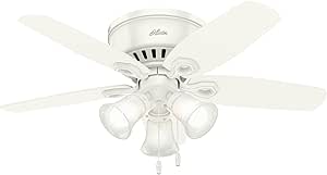 Hunter Builder Indoor Ceiling Fan with LED Lights, 42 inch, Snow White