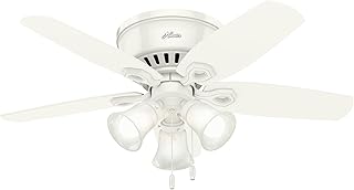 Hunter Fan Company, 51090, 42 inch Builder Snow White Low Profile Ceiling Fan with LED Light Kit and Pull Chain Price In India