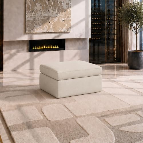 Image of Maywish Sectional Boneless Couch for Living Room, Ottoman, Beige