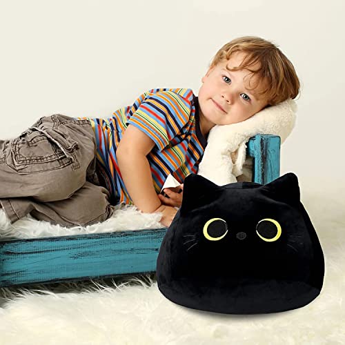 Image of 3D Black Cat Plush Toy Cat Pillow, Cute Cat Plushies, Kawaii Stuffed Cat Body Pillow, Cat Stuffed Animals for Kids Birthday Girlfriend Valentines Gift