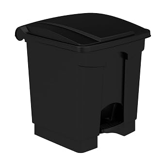 Safco Step On Trash Can with Foot Pedal, 8 Gallon Plastic Waste Bin, Black