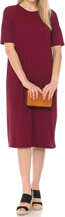 iconic luxe Womens Midi Dress with Half-Sleeve and Pockets