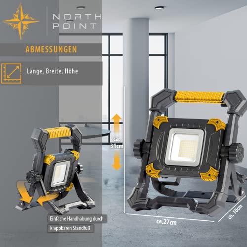 Northpoint LED Baustrahler Arbeitsstrahler 50W 5000K tageslichtweiß stufenlos dimmbar 3m Kabel integrierte Steckdose