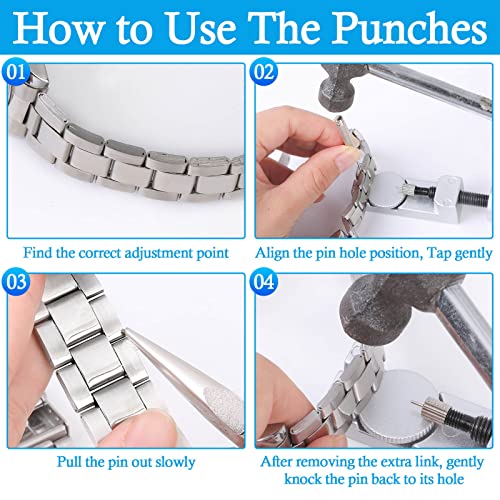 Watch Link Removal Tool Kit, Cridoz Watch Pin Removal Tool With 12Pcs Replacement Pins And 3Pcs Pin Punches For Watch Band Remover, Watch Bracelet Sizing, Watch Strap Adjustment And Watch Repair #TOP3