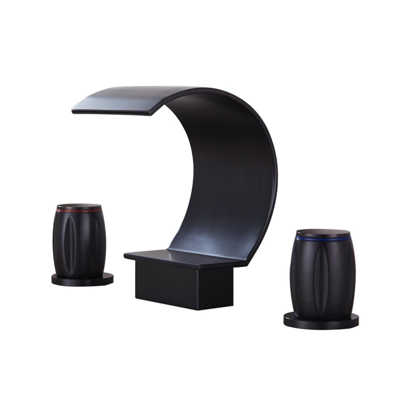 Grifo mezclador para lavabo de baño moderno en cobre completo negro de dos manijas y tres piezas