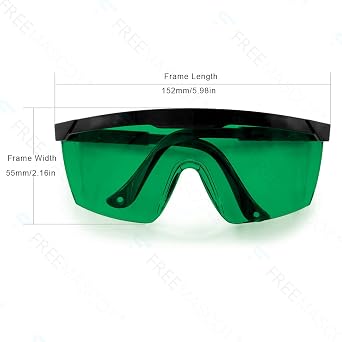 FreeMascot UV and Red Laser Safety Glasses for Typical 405nm, 445nm, 650nm and Infrared Laser Light for Hair Removal Eye Protection with Adjustable Frame Temple (Green)