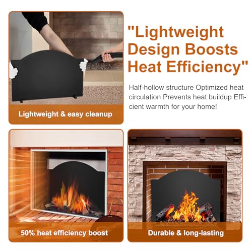 22" Fireplace Back Plates With Feet, Lightweight Firebacks, Iron Reflector Plate, Heat Reflector, Wall Protection, Heat Resistance up to 1400F