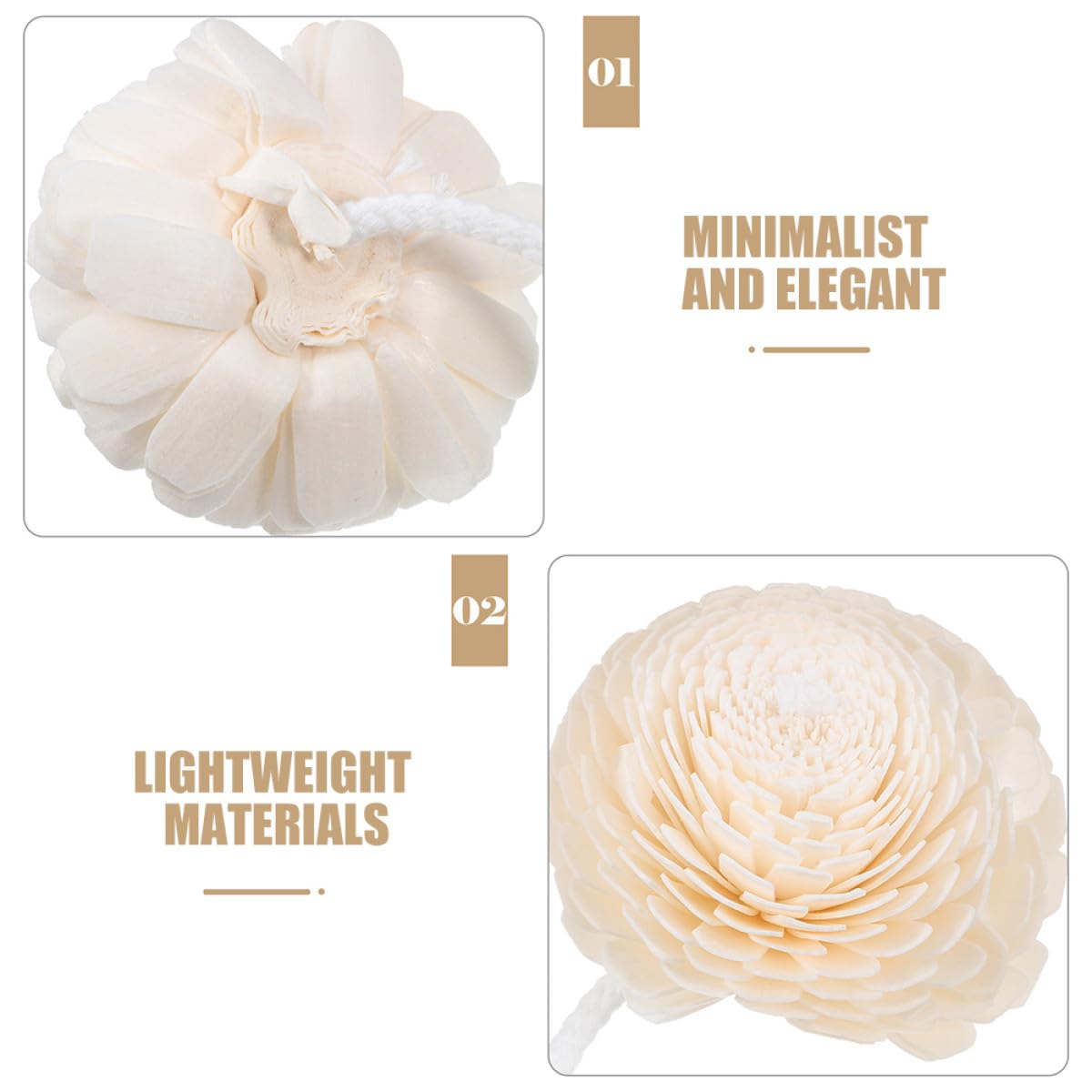 Cabilock Lot de 2 Diffuseurs de Parfum Floral Décoratifs Corde en Coton et Fleurs en Rotin Remplaçables Petit Diffuseur D’Huiles Essentielles pour Salon Chambre et Bureau Évaporation