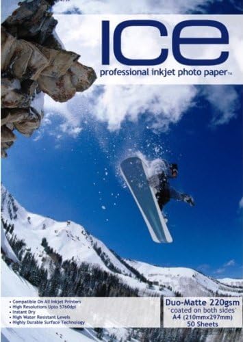 50 Sheets ICE A4 220gsm Double Sided Matt / Matte Photo Paper