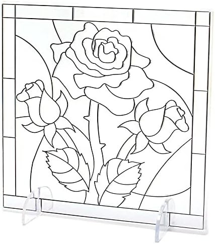 Baker Ross FC737 Flower Suncatcher Pictures - Pack of 5, Painting Craft Kit for Kids, Stained Glass Window Crafts, Creative Summer Craft