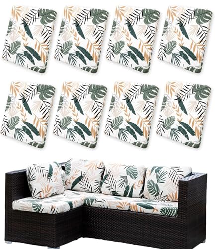 Hiseng Housses de Coussin de Canapé D'extérieur Extensibles Lot de 8, Imprimé Housses de Coussin...