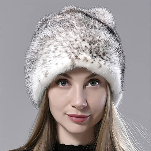 Czapka zimowa damska Ciepłe naturalne futro Pełna Pelt Ball Czapka śnieżna Eleganckie damskie grube czapki nar
