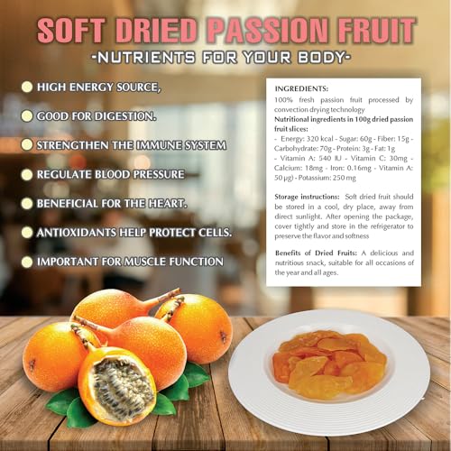 SOFT DRIED PASSION FRUIT 5.29oz (150g) VIETFARMFOOD: Convection dried fruit with a little sugar, salt, natural sweetness, soft when chewed. Suitable for snack, topping, healthy desserts for all ages - Thumbnail 5
