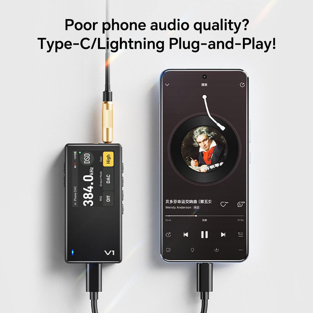 TempoTec Variations V1 - Reproductor de música portátil HiFi, reproductor de audio digital con Bluetooth bidireccional 5.1. Puertos de auriculares de 4.4 mm y 3.5 mm + tarjetas microSD (TF) de 64 GB +
