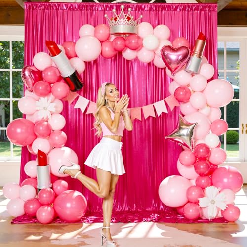 Image of 20x10 Wrinkle Free Hot Pink Sequin Backdrop Curtain for Parties-Thick Not Fall-Off Glitter Fuchsia Backdrop Drapes-4 Panels 5x10ft Shimmer Photo Back Drop Cloth for Wedding Birthday Photography