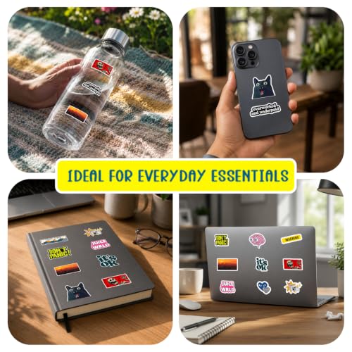 Image of CodersParadise Vinyl Stickers Pack of 56, Random Decorative Decals for Laptop, Water Bottle, Phone Case, Journal, Notebook, Scrapbook, Luggage, Helmet, Bike and DIY Craft Projects