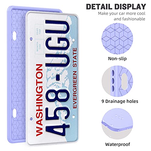 Qiqamole 2 Pack Silicone License Plate Frame Front Back License Plate Cover License Plate Bracket Holder Rust-Proof, Rattle-Proof, Weather-Proof, For Us Ca Standard Cars(Blue) #TOP3