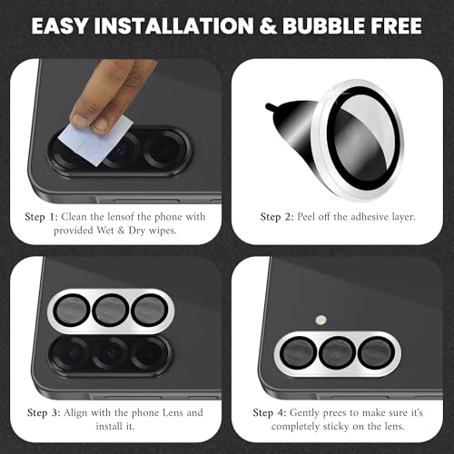 Image of FIRST MART Silver Camera Ring Guard Protector for Samsung Galaxy A36 and Samsung A56 | Tempered Glass with Metal Alloy Rings, HD Clear, Scratch Resistant, Case-Friendly | Pack of 1