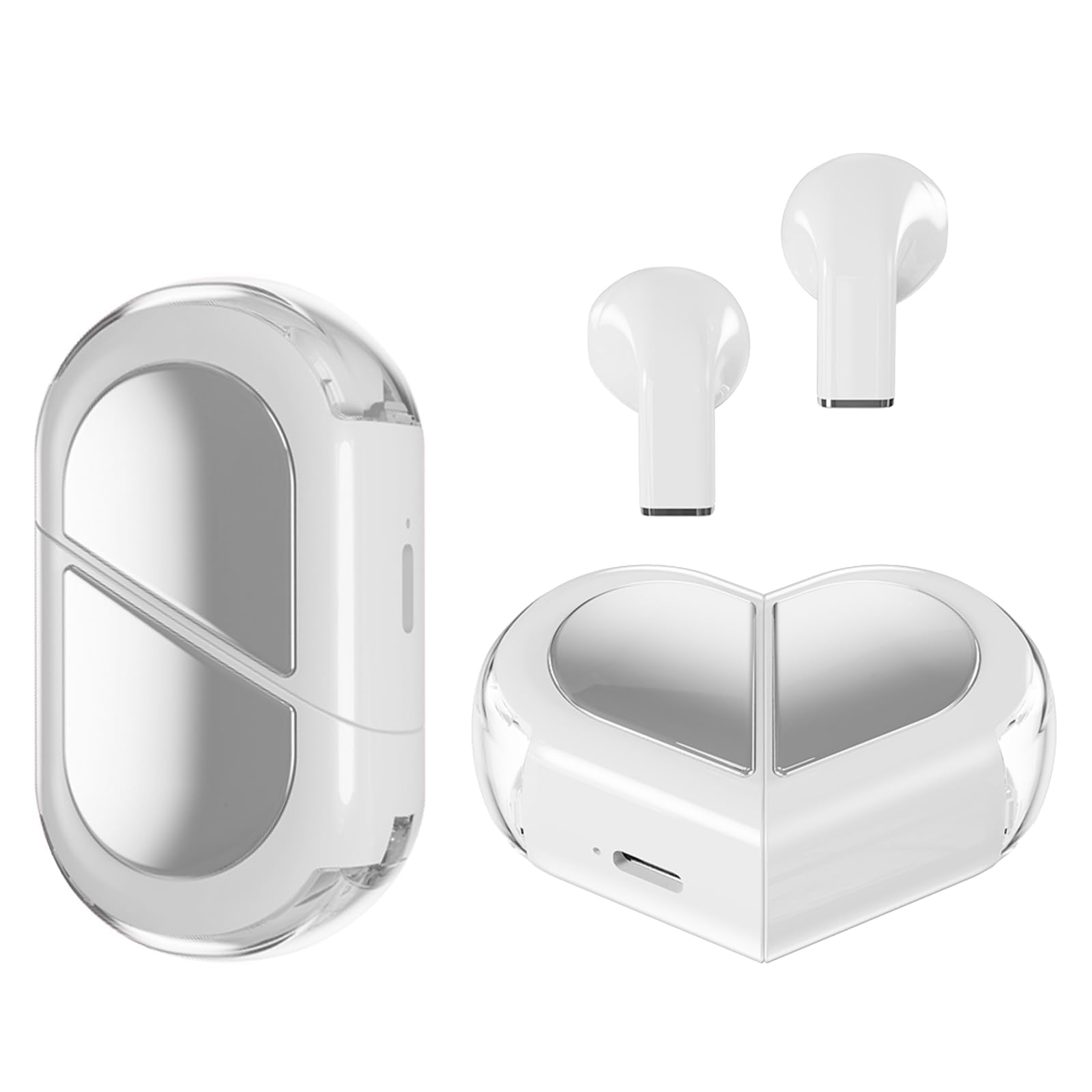 Ttbesmi Heart Wireless Earbuds for Girls Kids, Cute Small Mini Tiny Invisible Earbuds Wireless Bluetooth for Small Ears Canals Women Rose Gold Kawai