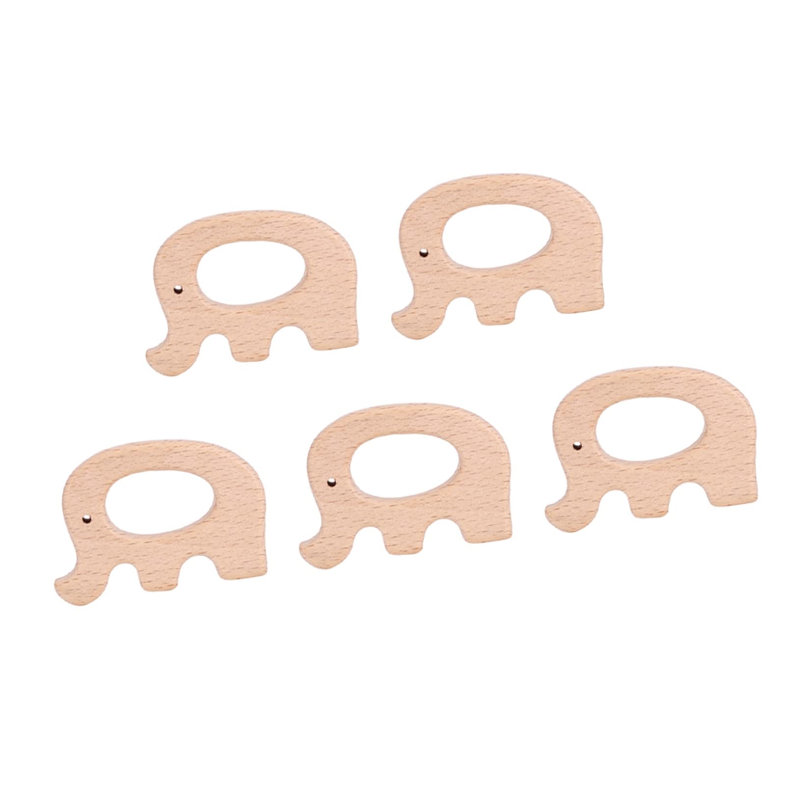Wooden Teether, Animal Shaped Safe Natural Comfort Teething Toy Set for Infants Baby Shower DIY Sensory Play