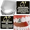 ZJIVQO 2Pcs Solid Hip Hop Teeth Plain Single Tooth Fangs Cap for Teeth Hip Hop Teeth Grillz Bling Slugs Decoration for Teeth Mouth, Party Accessories Teeth Grills，Silver #2