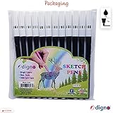 DIGNO SketchStic Felt Tip Pens, BLACK, Pack of 12, Fibre Felt Tip Colour Pens, Write Draw Sketch Mark, Perfect for School Office Home Everyday Use - Image 8