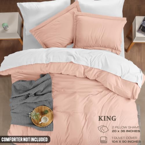 Image of Duvet Cover King, 3 PC Cotton Like Polyester with Zipper Closure, Tea Pink
