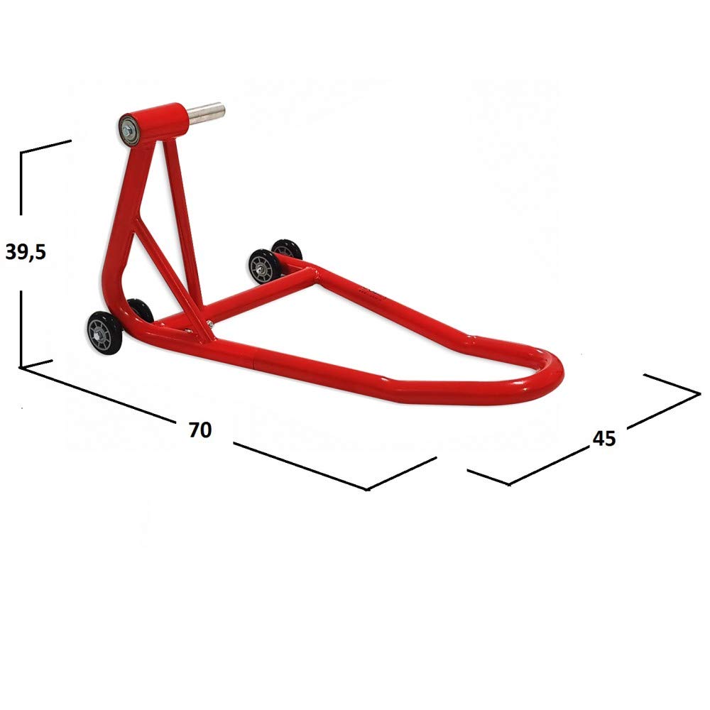 Cruizer - Caballete trasero monobrazo rojo moto Triumph Trident, diámetro del tubo 38 mm, grosor 2 mm, con perno de 27,5 mm