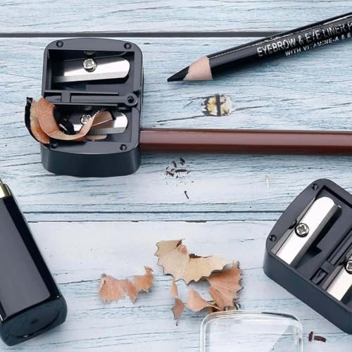 QEDBOJE 2 Stück Universal Makeup Sharpener, Kosmetikspitzer, Anspitzer für Kajalstifte, Augenbrauenstift, Lippenkonturenstift, Eyeliner, Präzisionsklingen, Handlich für Unterwegs