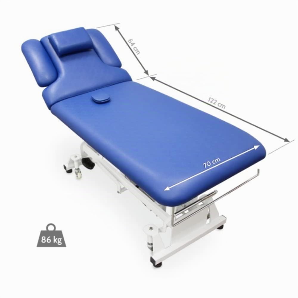 QUIRUMED Camilla hidráulica Fisioterapia, Pro, 2 cuerpos, Reposabrazos Regulables, Estructura de Acero Reforzado, 186 x 70, Ruedas escamoteables, Color Blanco, hasta 180 kg