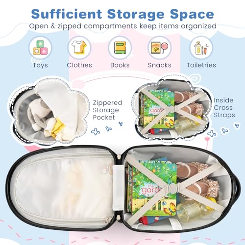 BABY JOY Kids Luggage, 16” Hard Shell Carry On Luggage w/Rolling Wheels, 2-Level Aluminum Handle & Lightweight Airline-approved Design, Kids Suitcase for Girls Boys Toddlers (Blue, Astronaut)3