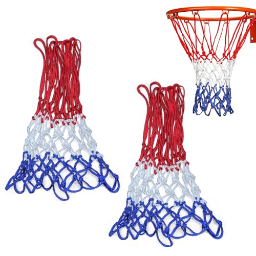 PEKLLOCY Lot de 2 filets de basketball imperméables et durables pour cerceaux standard, filets résistants aux intempéries, installation facile, parfait pour...