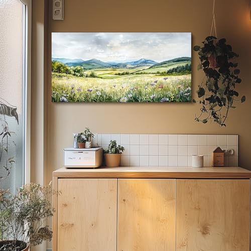 crmotu Landscape Wall Art, Nature Wall Decor, Oversized Wall Art, Outdoor Scenic Art Prints, Green Grassland Rustic Paintings Wall Decor Living Room Bedroom Dining Room Entryway Office 30x60inch