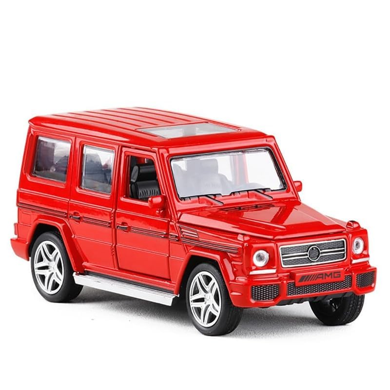 Image of Kids Model 1:32 G65 Die Cast Metal Car Pull Back Action Opening Doors with Realistic Engine Sound Lights Toy Car Gift for Boys - Red