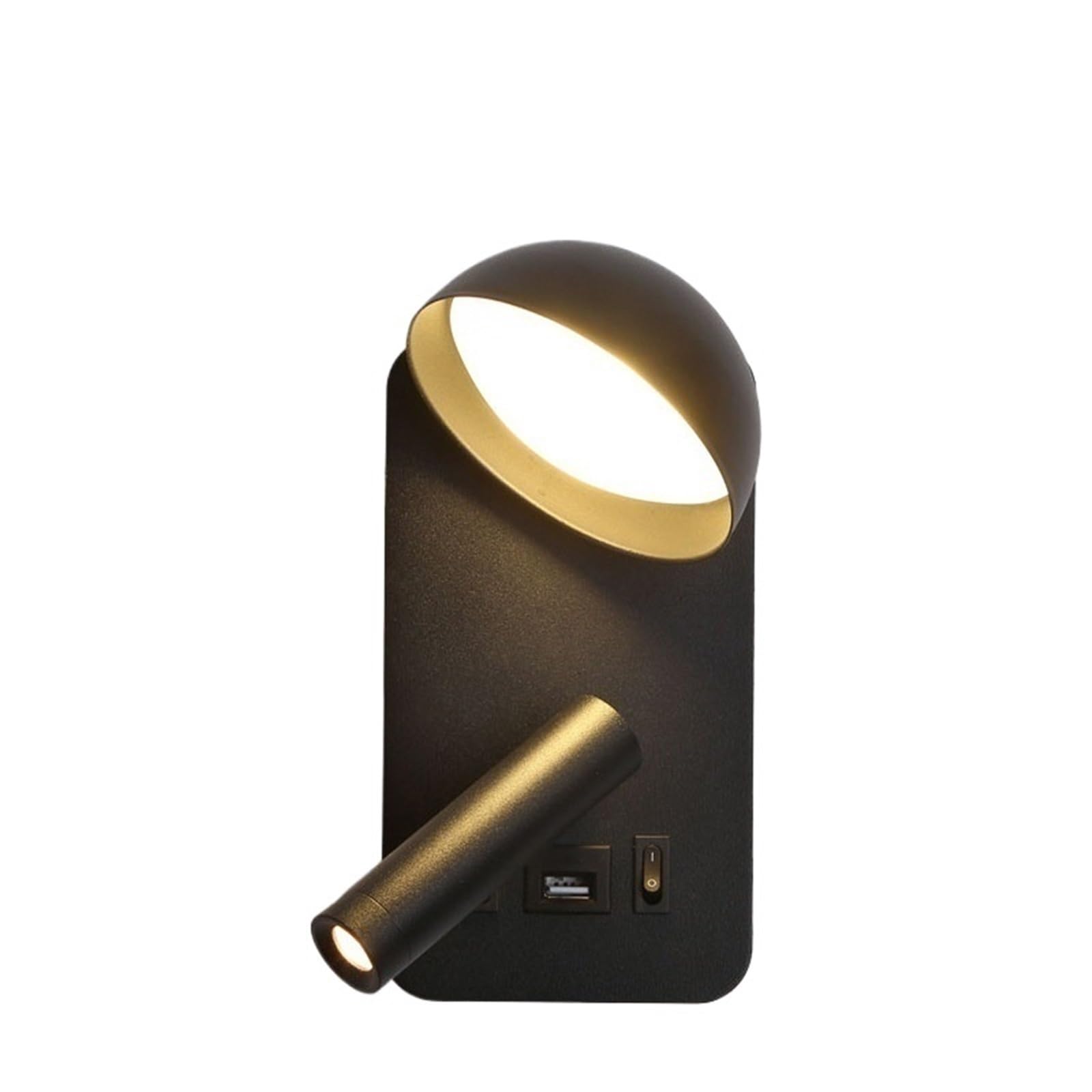 LED-Wandleuchte, USB-Aufladung Typ C, drehbare, oberflächenmontierte Lese-Wandleuchte, LED-Decken-Schlafzimmer, Hotel-Arbeitszimmer (schwarz)