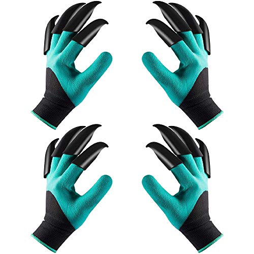 2 paia di guanti da giardino con artigli, guanti