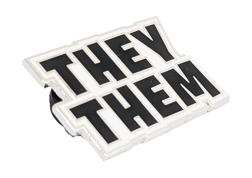 They Them Nonbinary Pronoun Pin Black White Hard Enamel Pronoun Button Badge