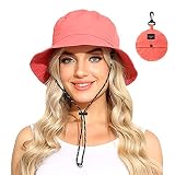 SLOWTOWN Packable Bucket Hat Women Outdoor Waterproof Fishing Hat Summer Lightweight Men UV Protecti
