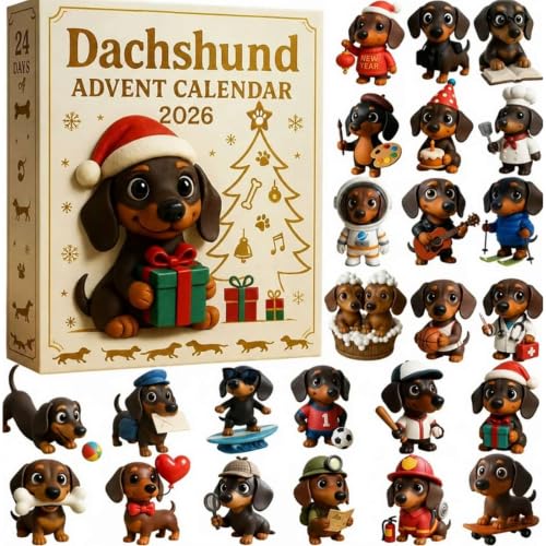 Calendario de Adviento de perro salchicha 2026, juego coleccionable de