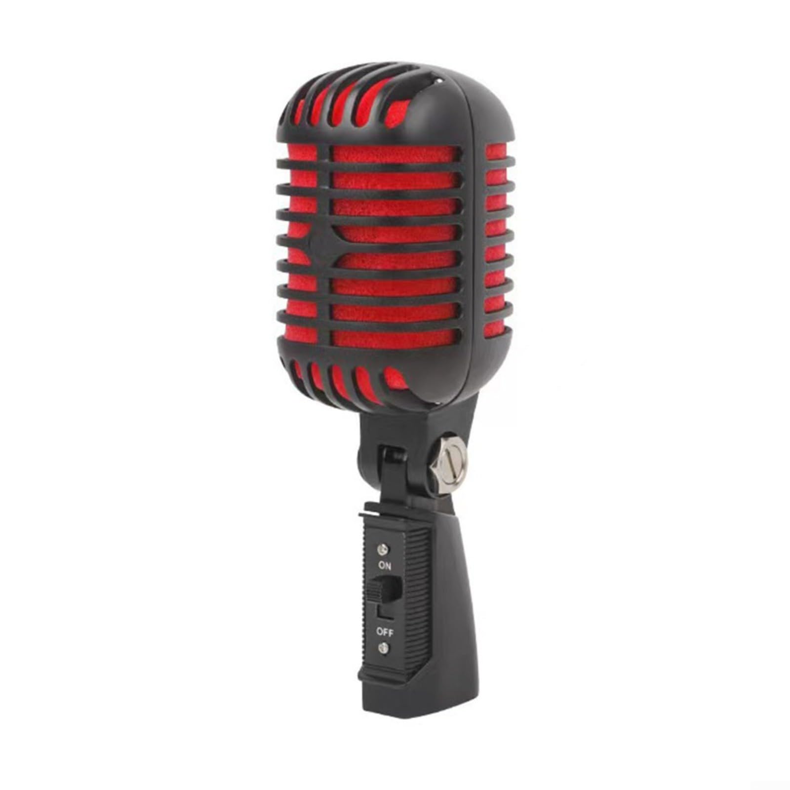 Micrófono dinámico con cardioide para patrón polar y carcasa de metal retro para una reproducción vocal clara en escenarios en vivo, swing clásico, karaoke vintage (negro)
