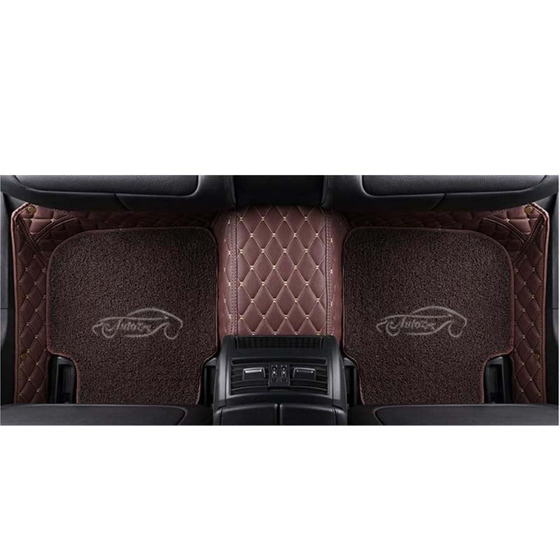 Image of Superior 7D Car Floor Mat Set for Tata Punch Facelift 2026 Petrol /Diesel /CNG, Luxury Leather + Curly Foot Mats, 7-Layer Protection, Waterproof & Anti-Skid, Coffee Beige with Coffee Curly