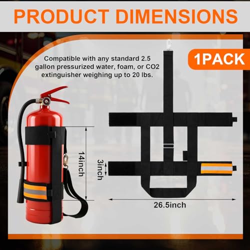 Image of Shyyween 1 Pcs Adjustable Fire Extinguisher Carrying Strap, Reflective Firefighter Water Can Extinguisher Strap High-Strength Nylon Harness with Metal Buckle Fire Safety Gear (Orange)