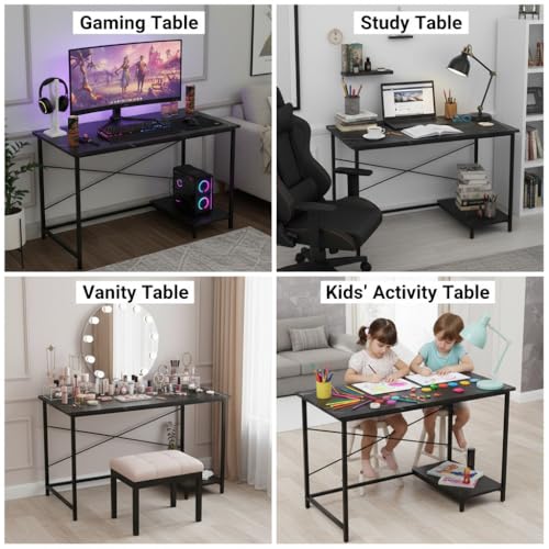 Image of RIZIK STORE Folding Study Table for Small Spaces | 36 x 24 Inch Computer Desk with Laminated Top & Metal Frame | Space-Saving Writing Desk for Home Office, Bedroom, Study & Kids Room (Marble Black)