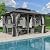 Amopatio 12' X 16' Permanent Hardtop Gazebo Aluminum Gazebo with Double Galvanized Steel Roof, Curtains and Netting Included,Outdoor Metal Pergola for Patios, Garden, Parties, Lawns