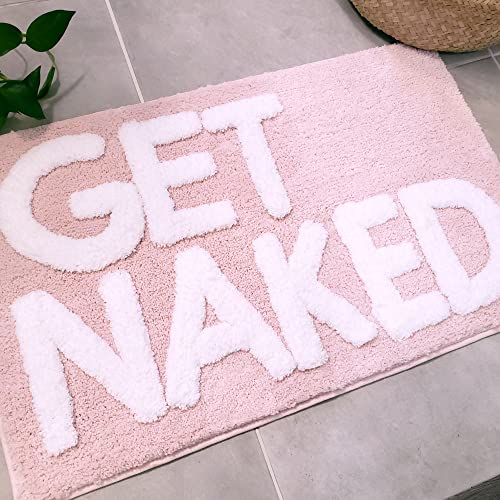 Image of New Mungo Get Naked Bath Mat Pink - Blush Bathroom Rugs - Bath Mat - 31 inch x 20 inch