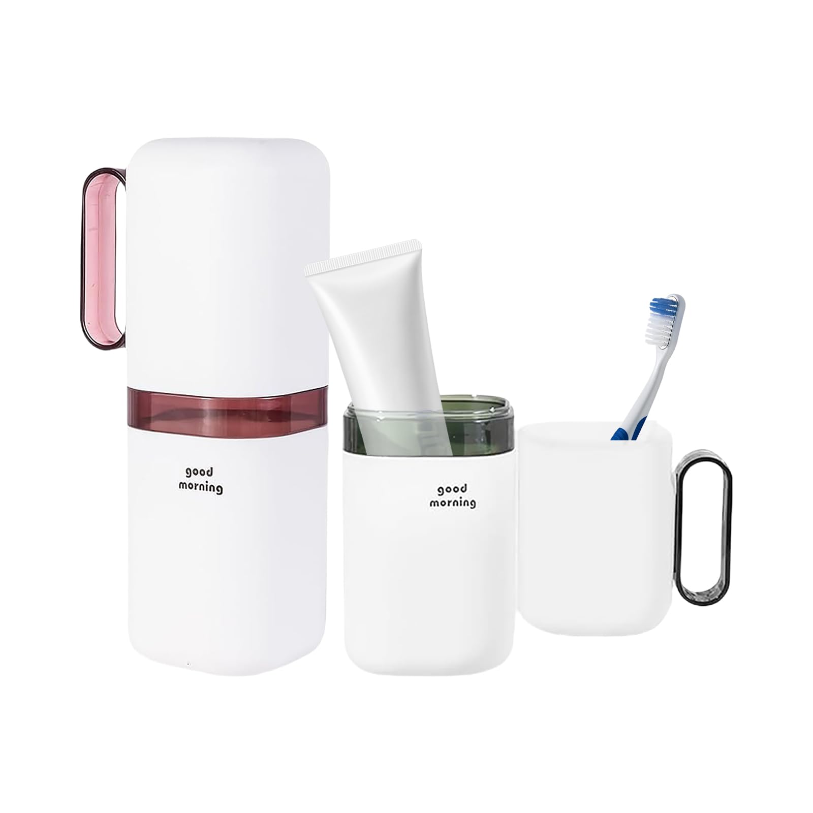 Sgphrzlt Green/Purple 2 Pack Travel Toothbrush Holder With Detachable Handle & Cover, Portable Tooth Brush Case For Traveling, Small Tooth Cup Container For Trip Dormitory Camping Home, &