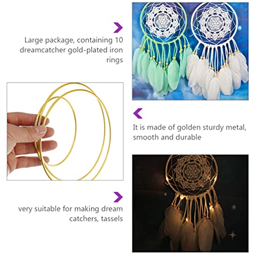 NUOBESTY 10pcs Golden Rings Metal Hoops for DIY Craft Dream Catcher Wreath Macrame Making Supplies 15cm - Image 4